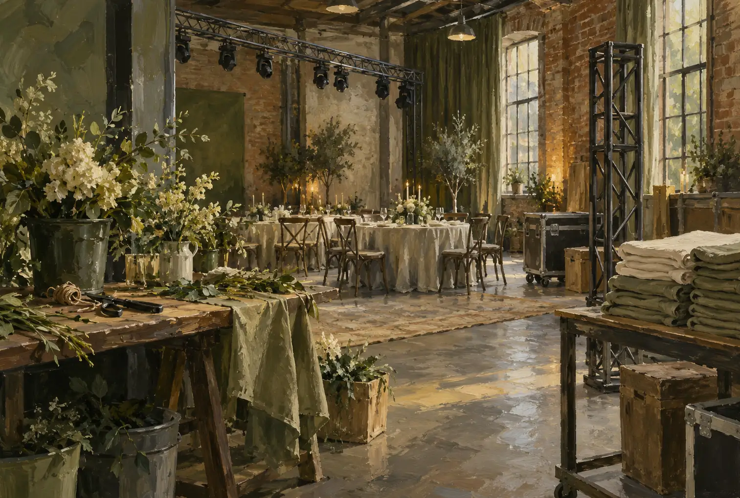 Illustration of event businesses and their working space